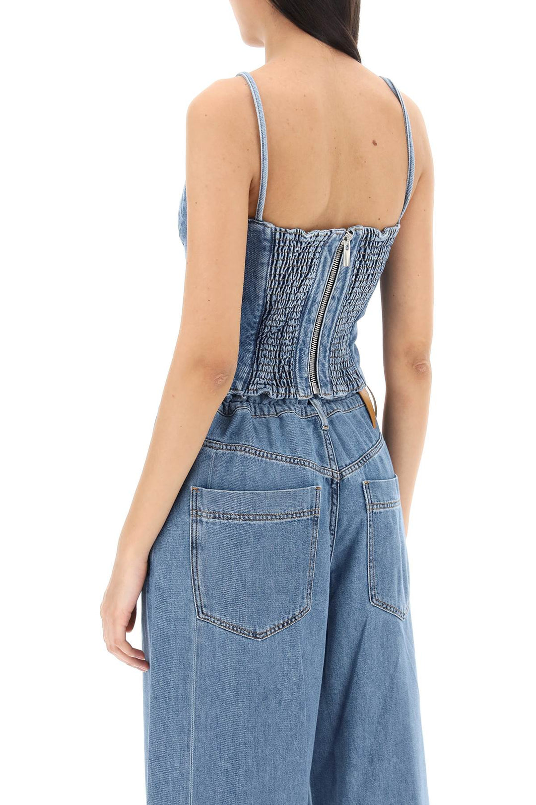 Denim Cropped Bustier Top - Magda Butrym - Women