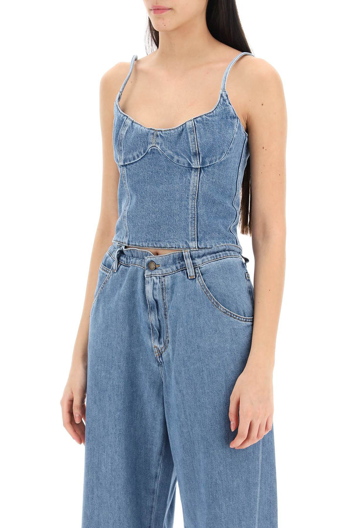 Denim Cropped Bustier Top - Magda Butrym - Women