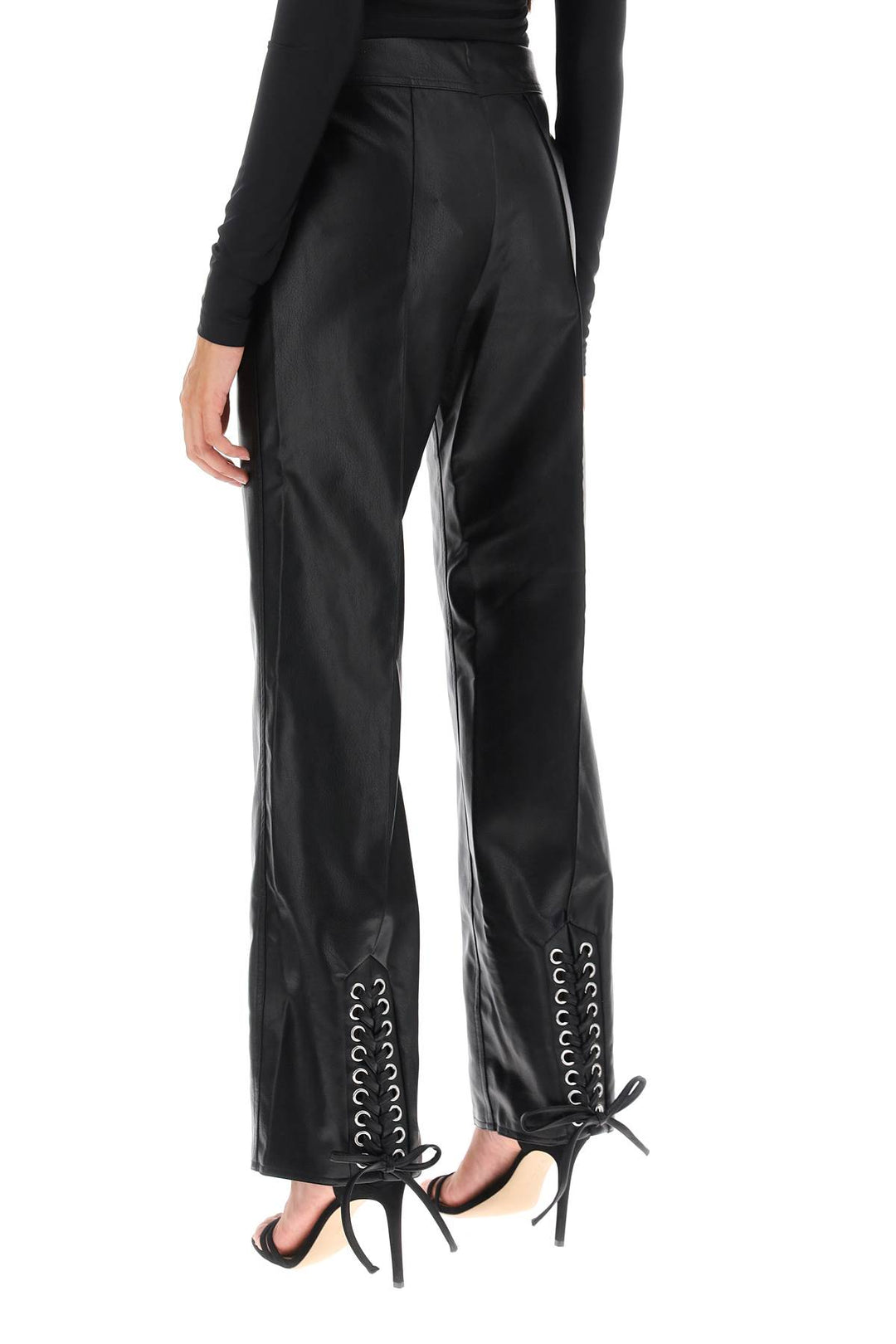 Straight Cut Pants In Faux Leather - Rotate - Women