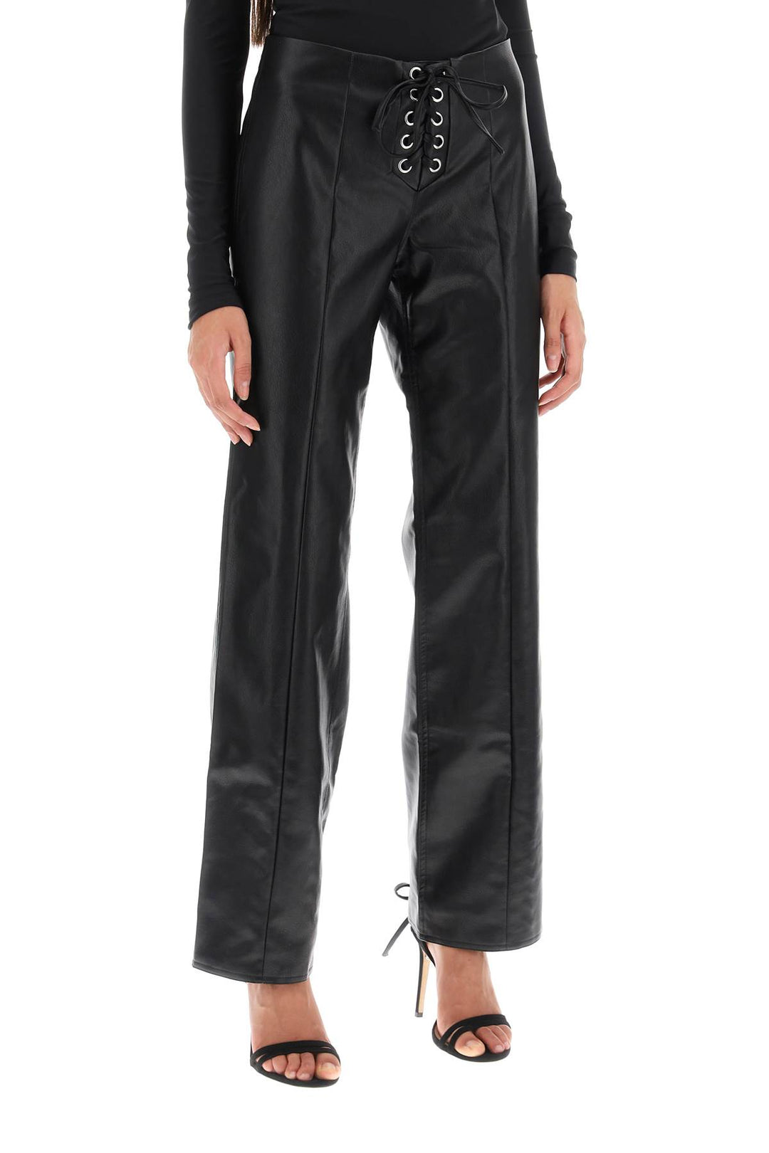 Straight Cut Pants In Faux Leather - Rotate - Women