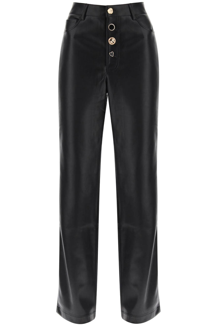 Embellished Button Faux Leather Pants - Rotate - Women