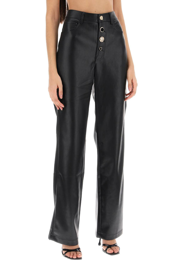 Embellished Button Faux Leather Pants - Rotate - Women