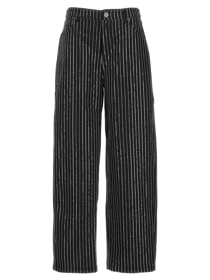 Sequin Pinstripe Jeans Black