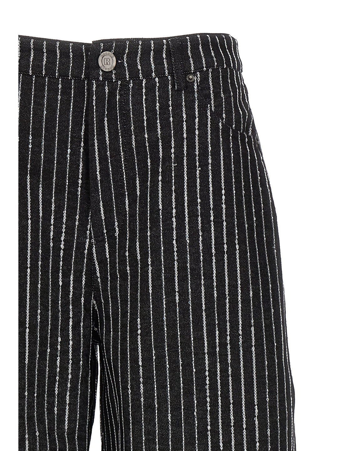 Sequin Pinstripe Jeans Black