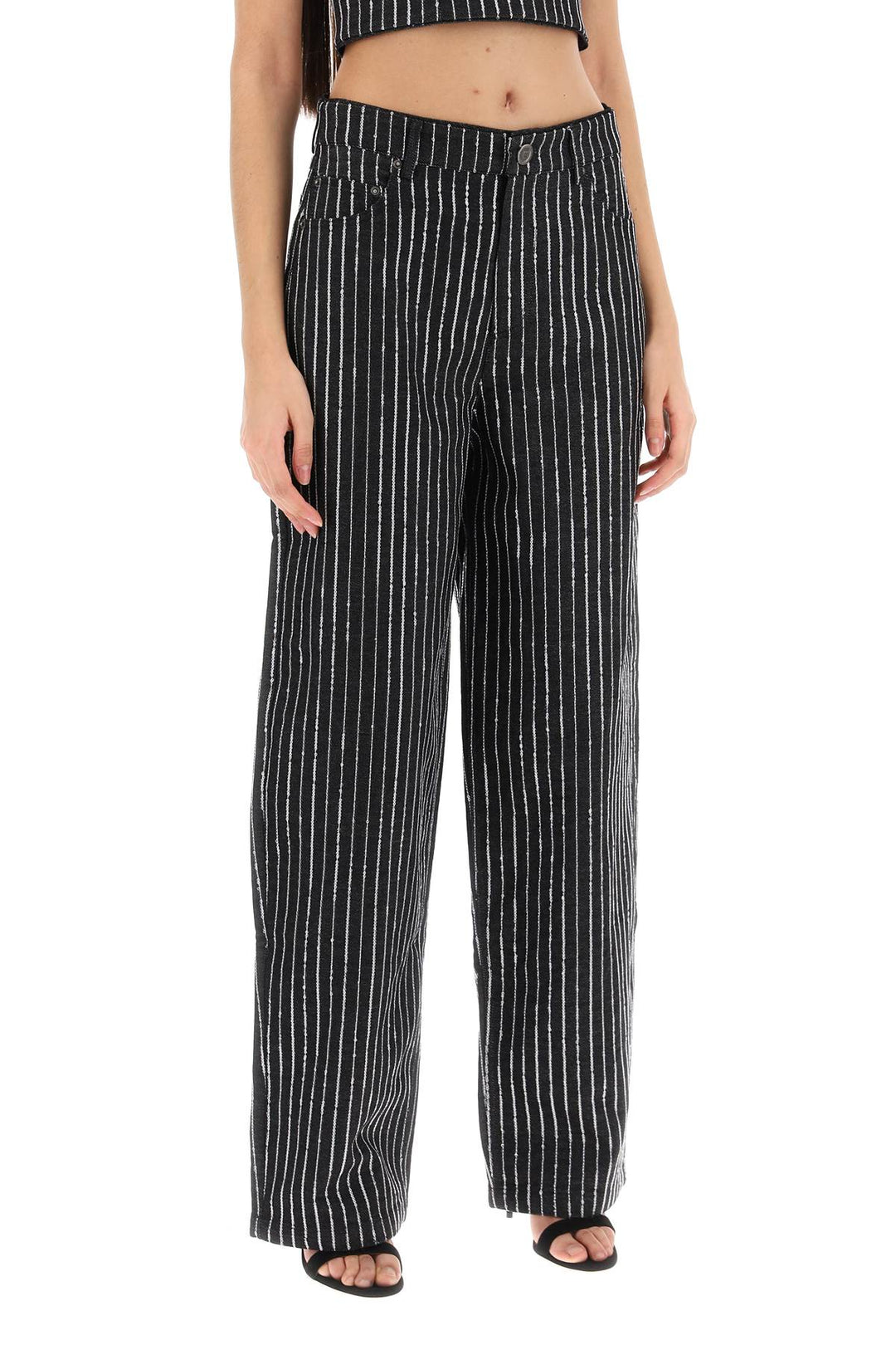 Jeans With Sequined Stripes - Rotate - Women