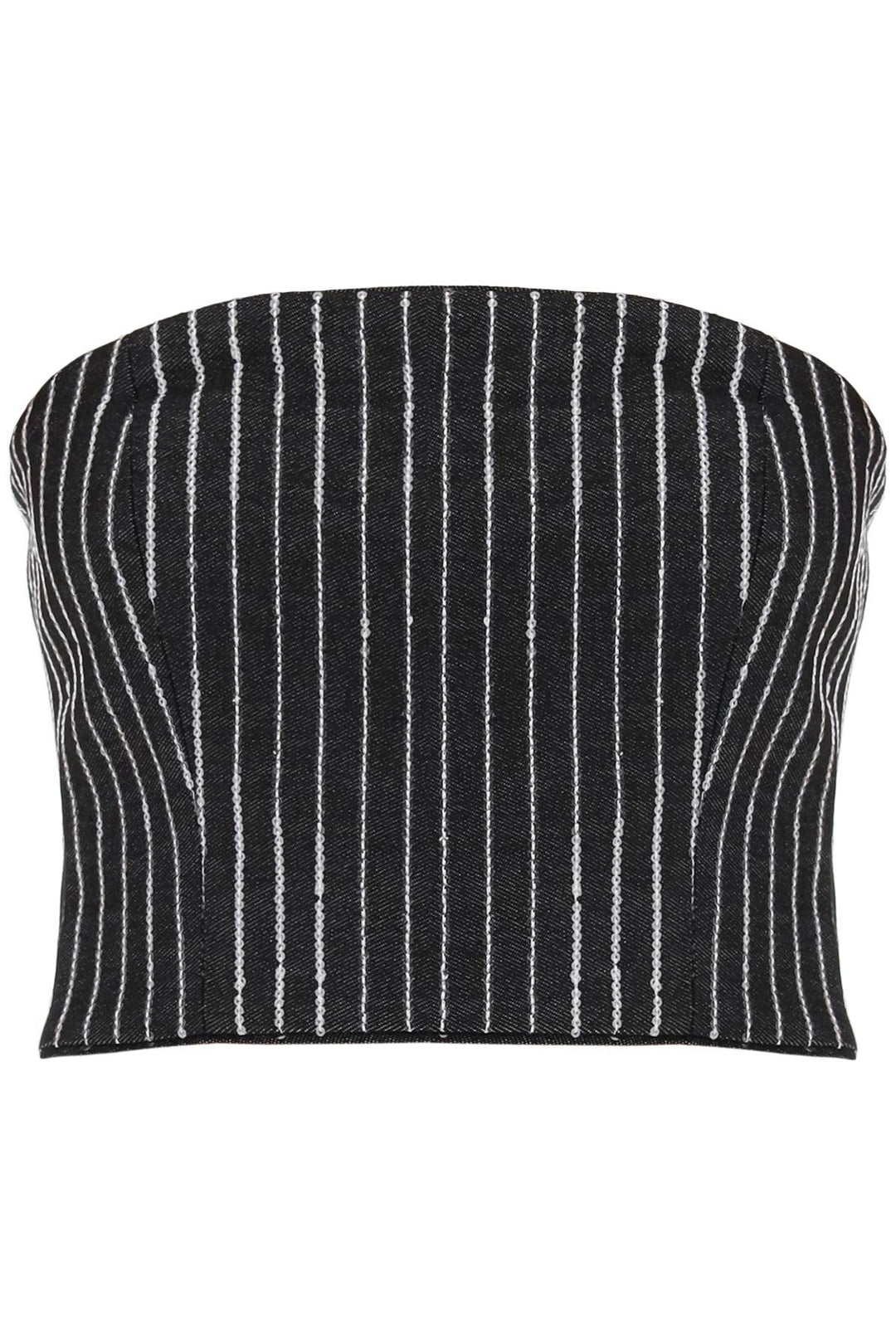 Cropped Top With Sequined Stripes - Rotate - Women