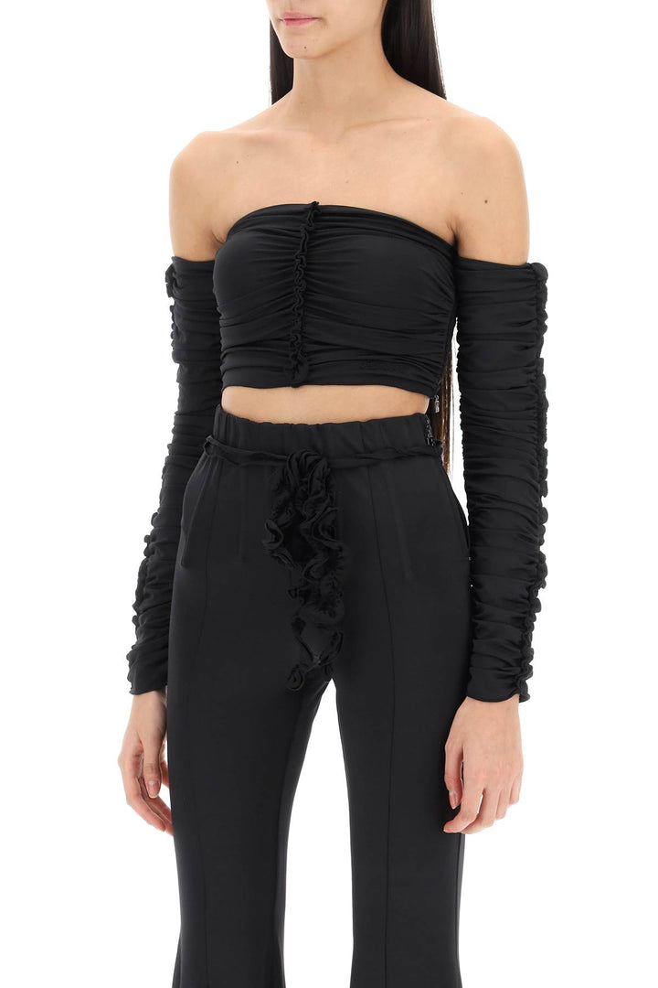 Ruched Off Shoulder Cropped Top - Rotate - Women