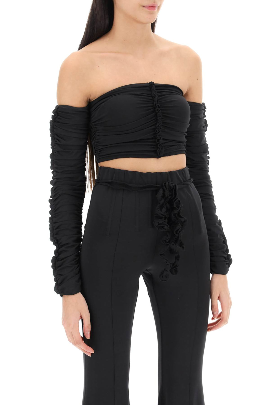 Ruched Off Shoulder Cropped Top - Rotate - Women