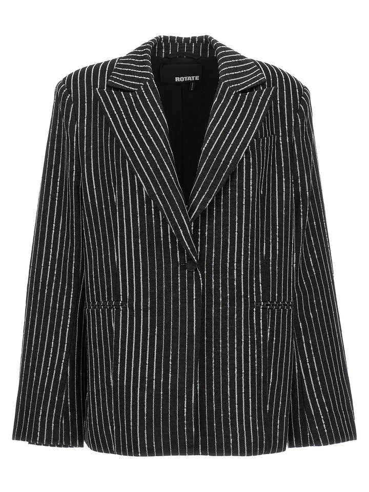 Sequin Pinstripe Blazer Blazer And Suits Black