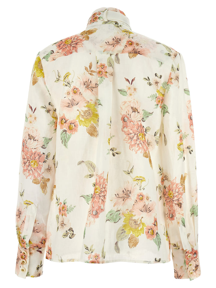 Floral Bow Shirt Shirt, Blouse Multicolor