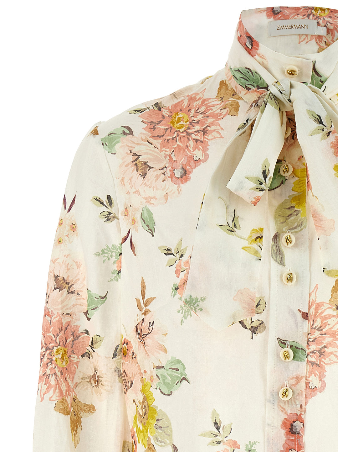 Floral Bow Shirt Shirt, Blouse Multicolor