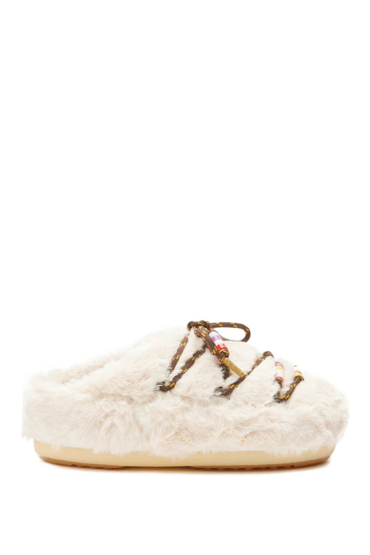 Faux Fur Mules With Beads - Moon Boot - Women