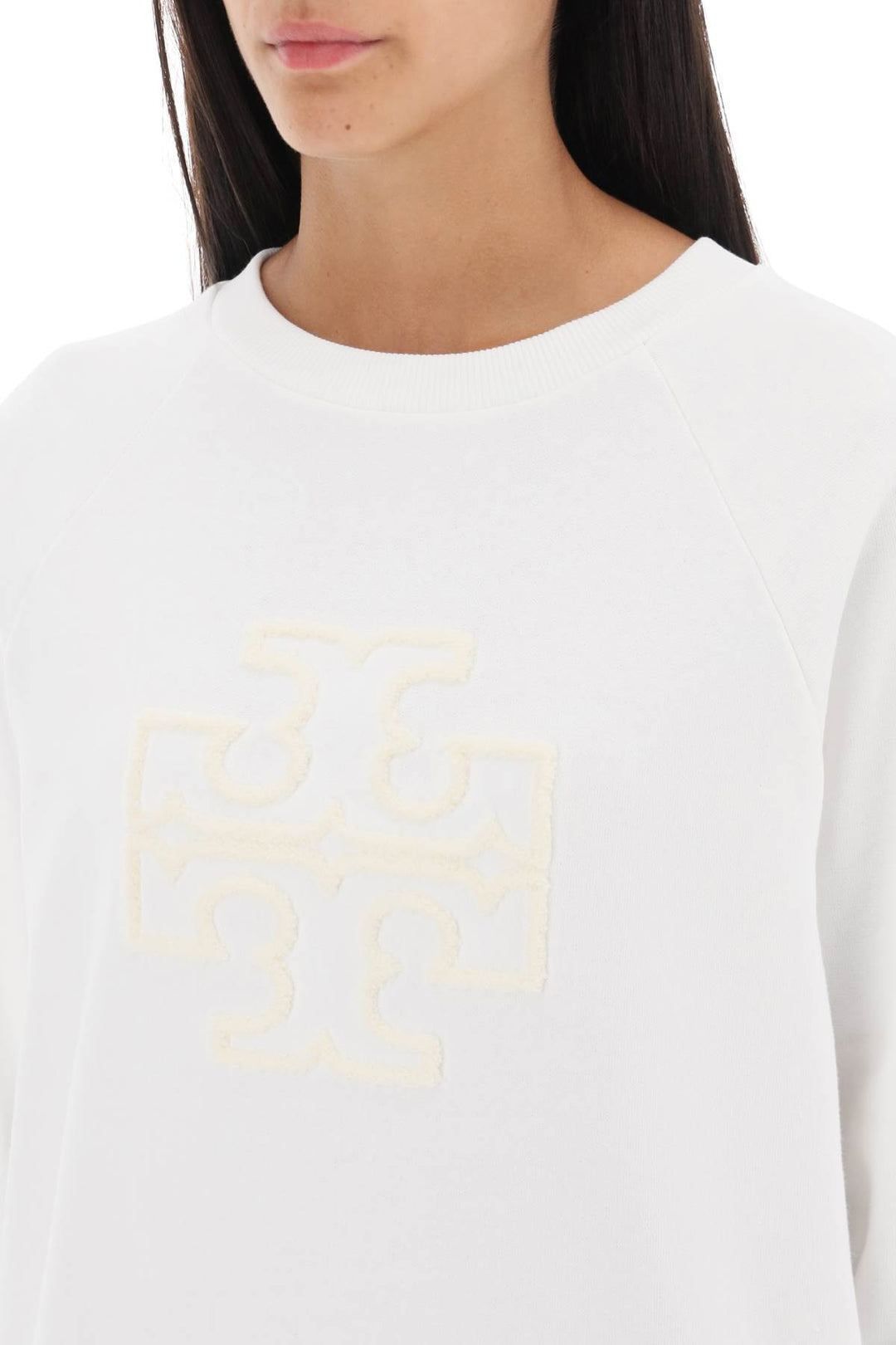 Crew Neck Sweatshirt With T Logo - Tory Burch - Women