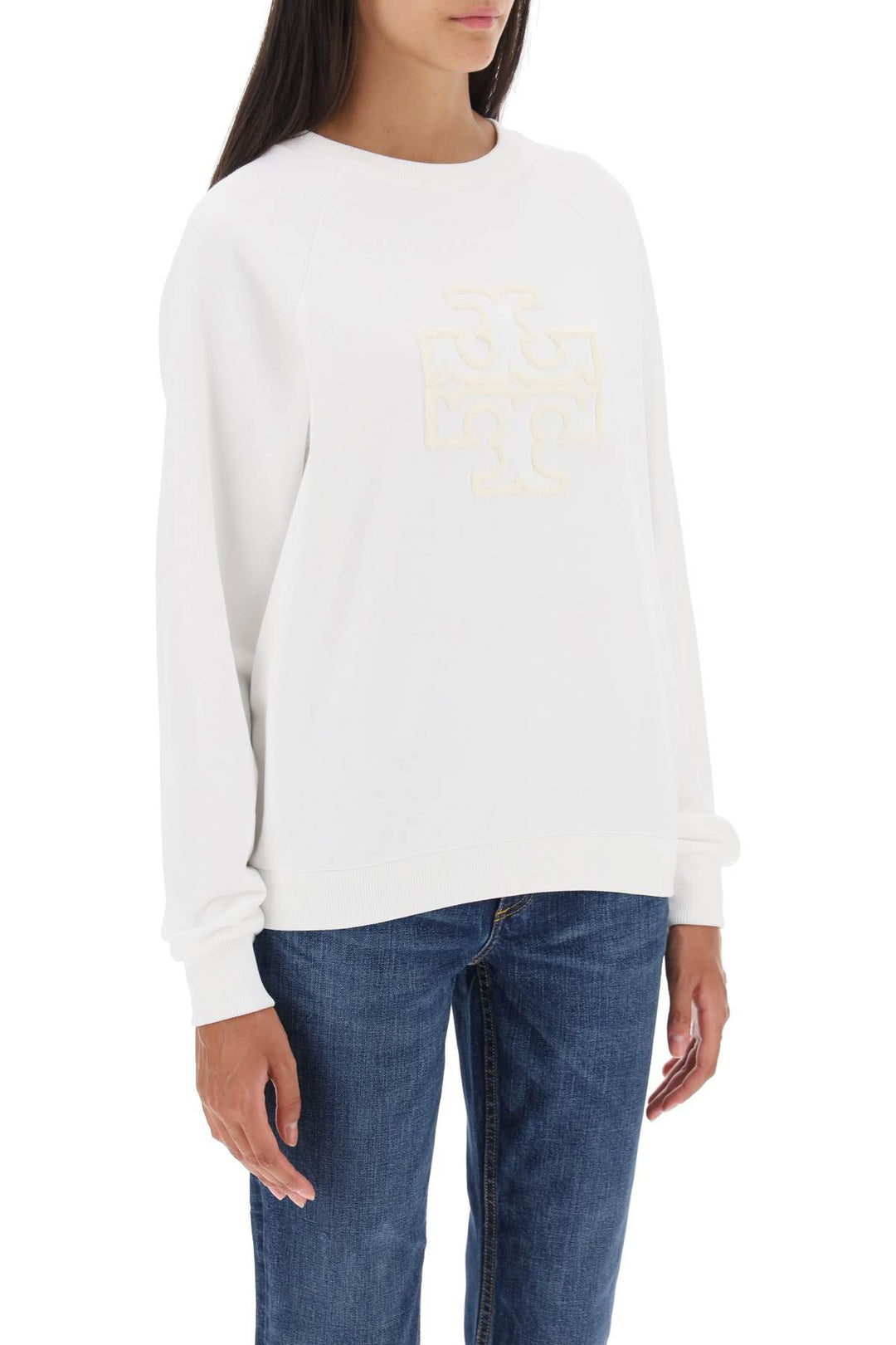 Crew Neck Sweatshirt With T Logo - Tory Burch - Women