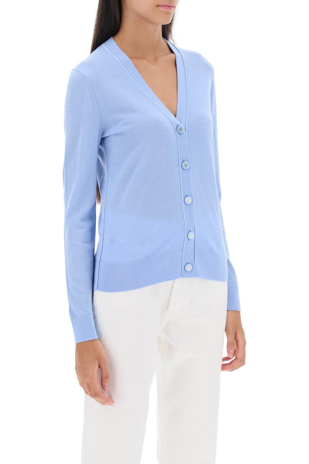 'Simone' Wool And Silk Cardigan - Tory Burch - Women