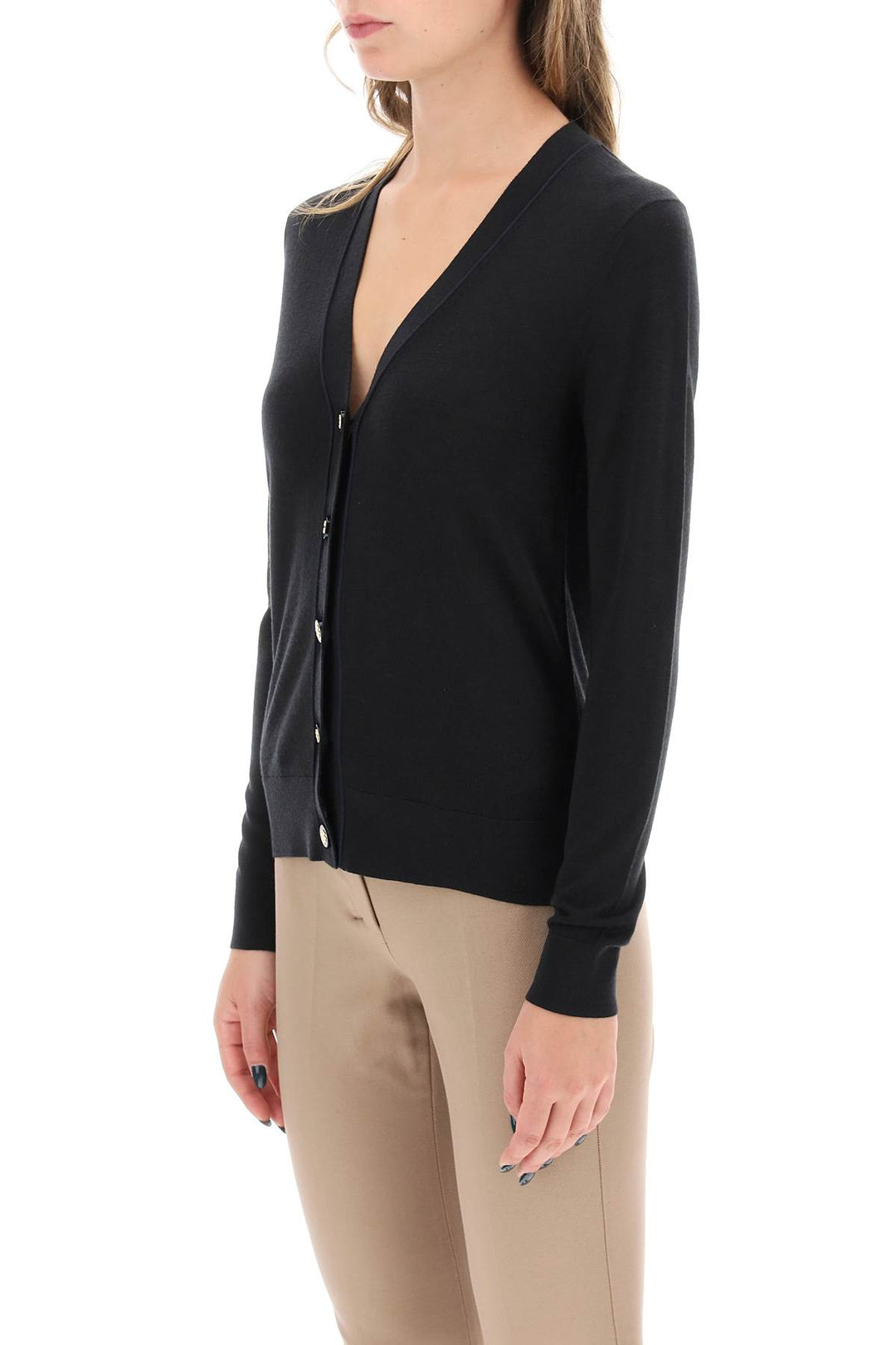 'Simone' Wool And Silk Cardigan - Tory Burch - Women