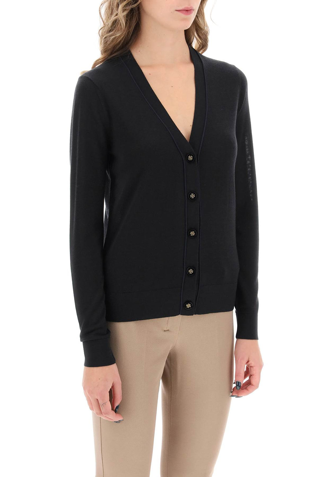 'Simone' Wool And Silk Cardigan - Tory Burch - Women