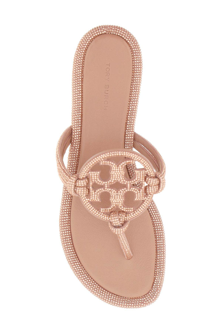 Pavé Leather Thong Sandals - Tory Burch - Women