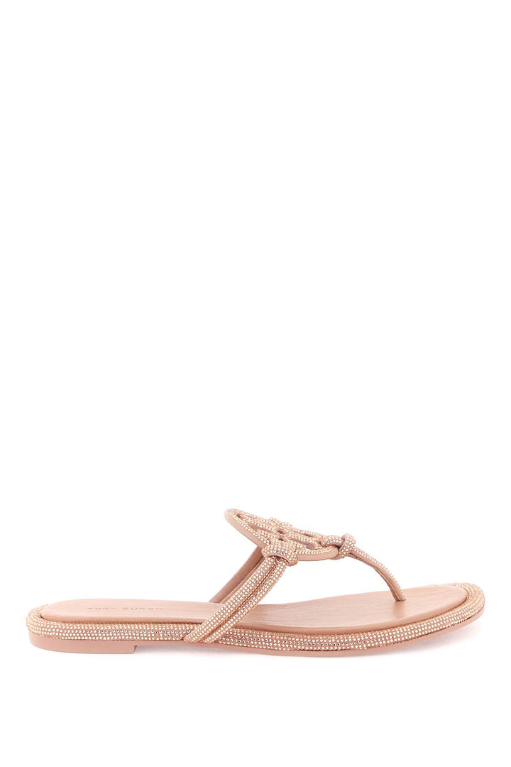 Pavé Leather Thong Sandals - Tory Burch - Women