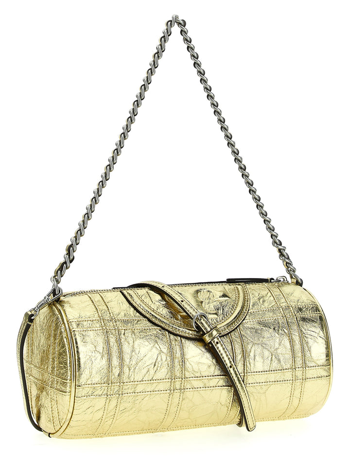 Fleming Soft Metallic Quilt Barrel Crossbody Bags Gold