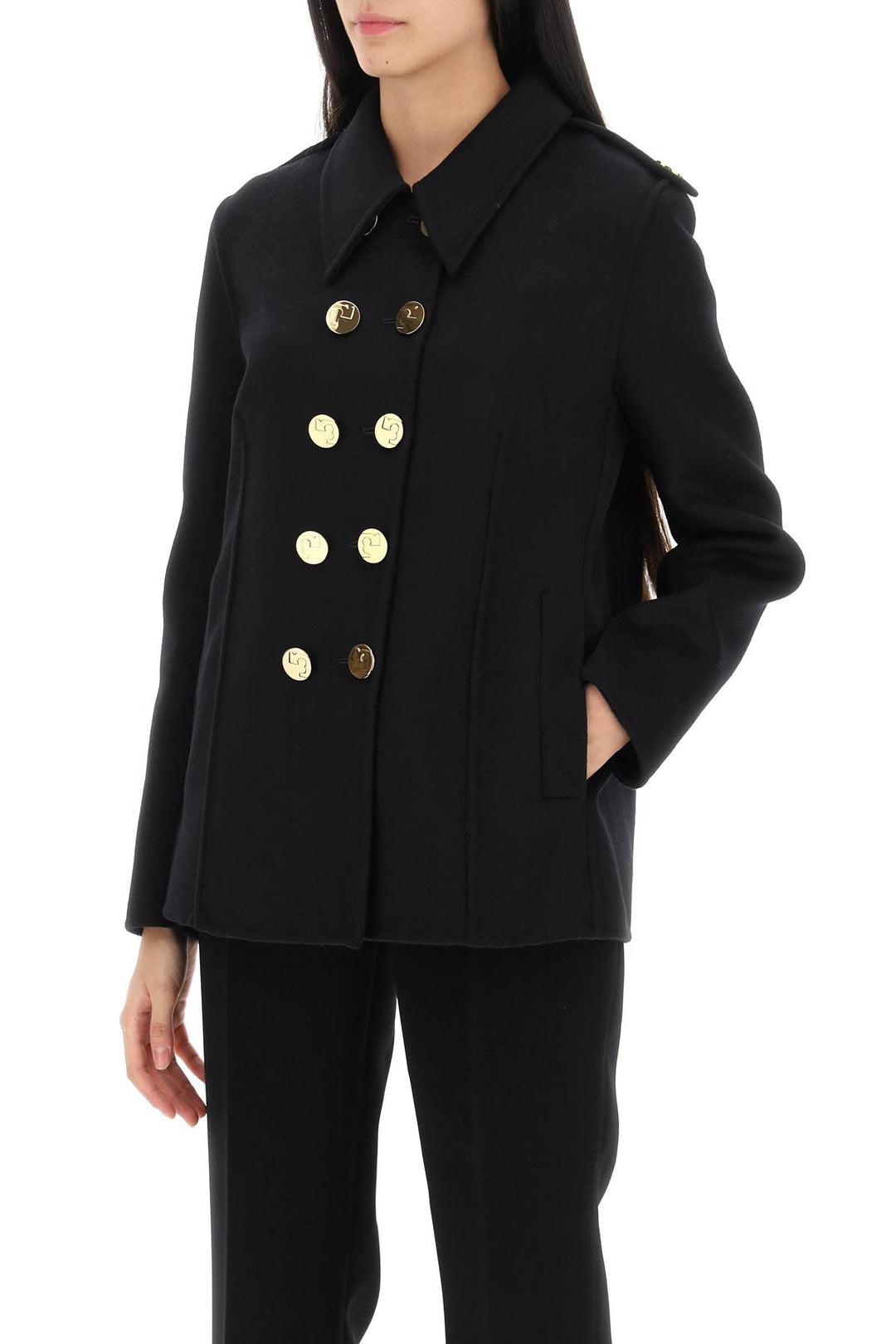 Double Breasted Wool Peacoat - Tory Burch - Women