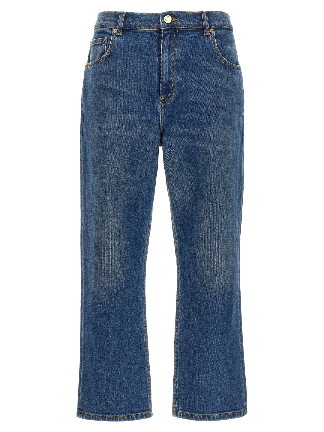 Cropped Flared Jeans Blue