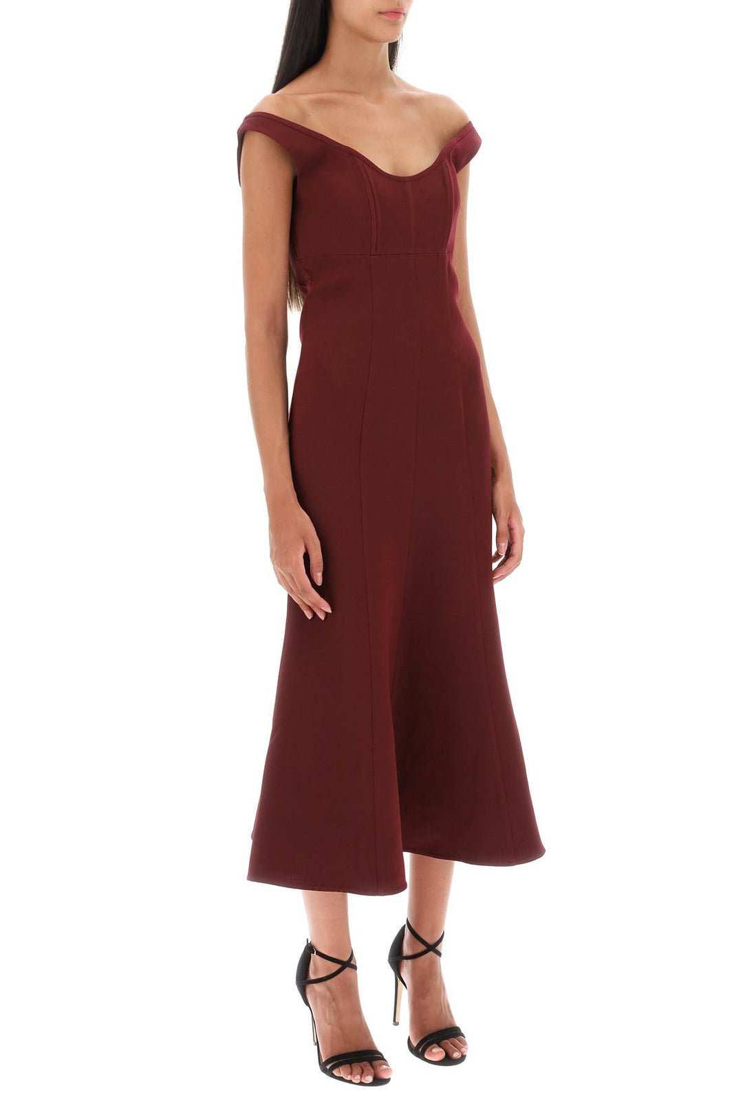 Wool Silk Off The Shoulder Midi Dress - Roland Mouret - Women