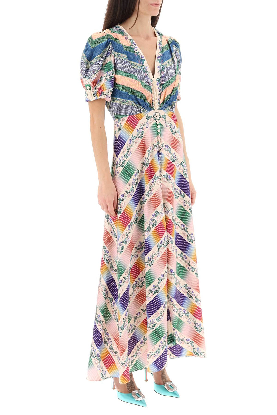 Lea Jacquard Satin Long Dress - Saloni - Women