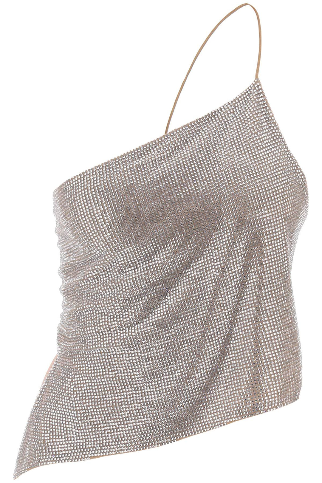 Cropped Top In Mesh With Crystals All Over - Giuseppe Di Morabito - Women