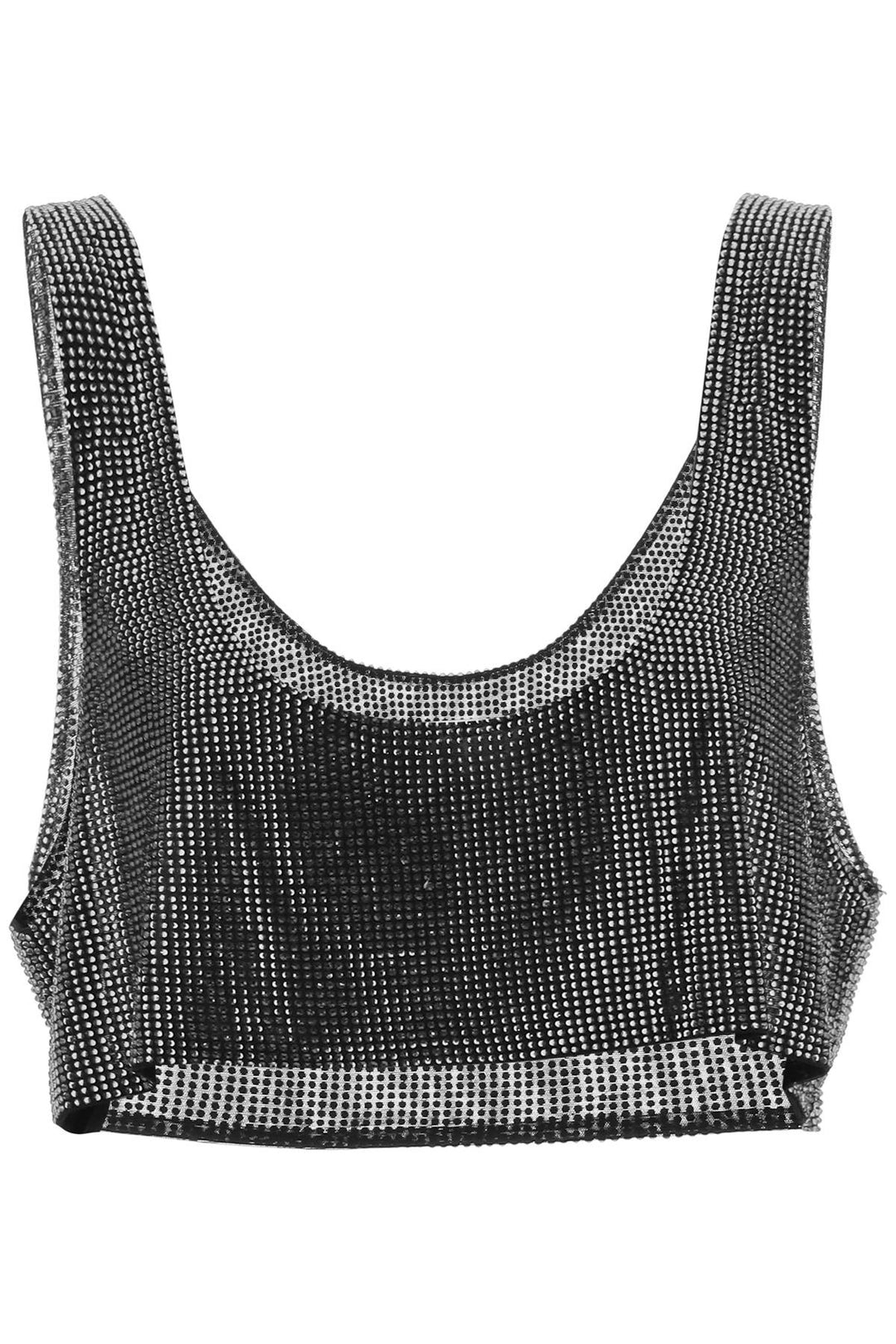 Cropped Tank Top In Rhinestone Studded Mesh - Giuseppe Di Morabito - Women