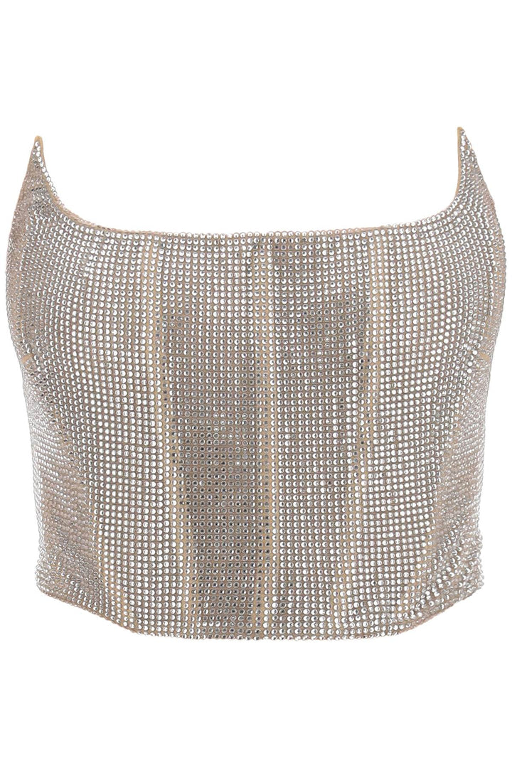 Bustier Top In Rhinestone Studded Mesh - Giuseppe Di Morabito - Women