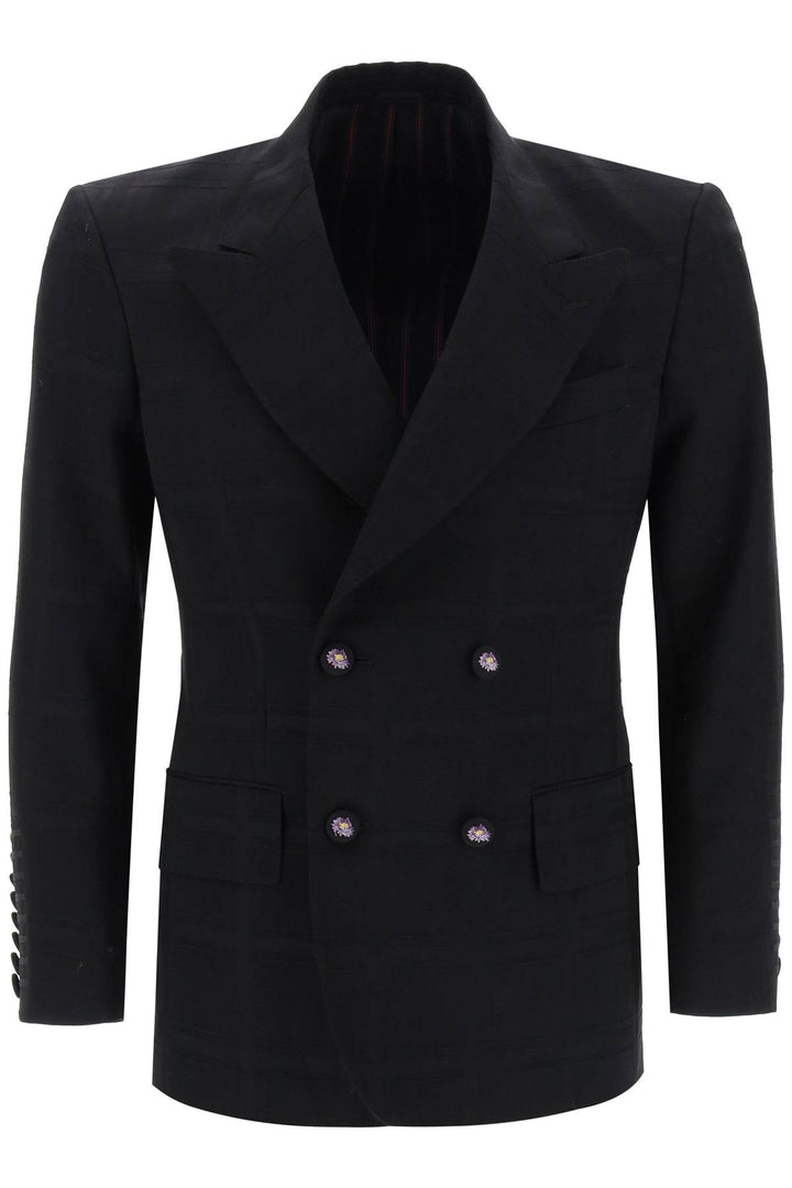 Double Breasted Jacket With Check Pattern - Etro - Men