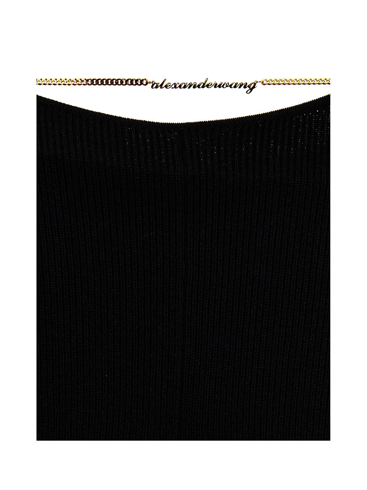 Gold Nameplate Chain Pants Black