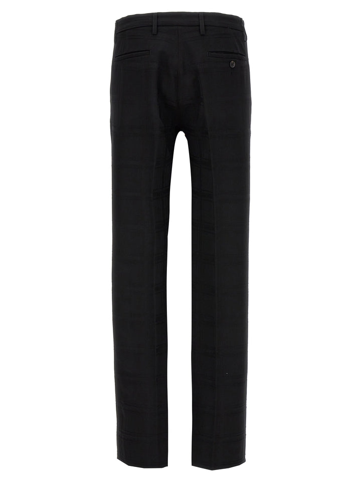 Check Wool Trousers Pants Black