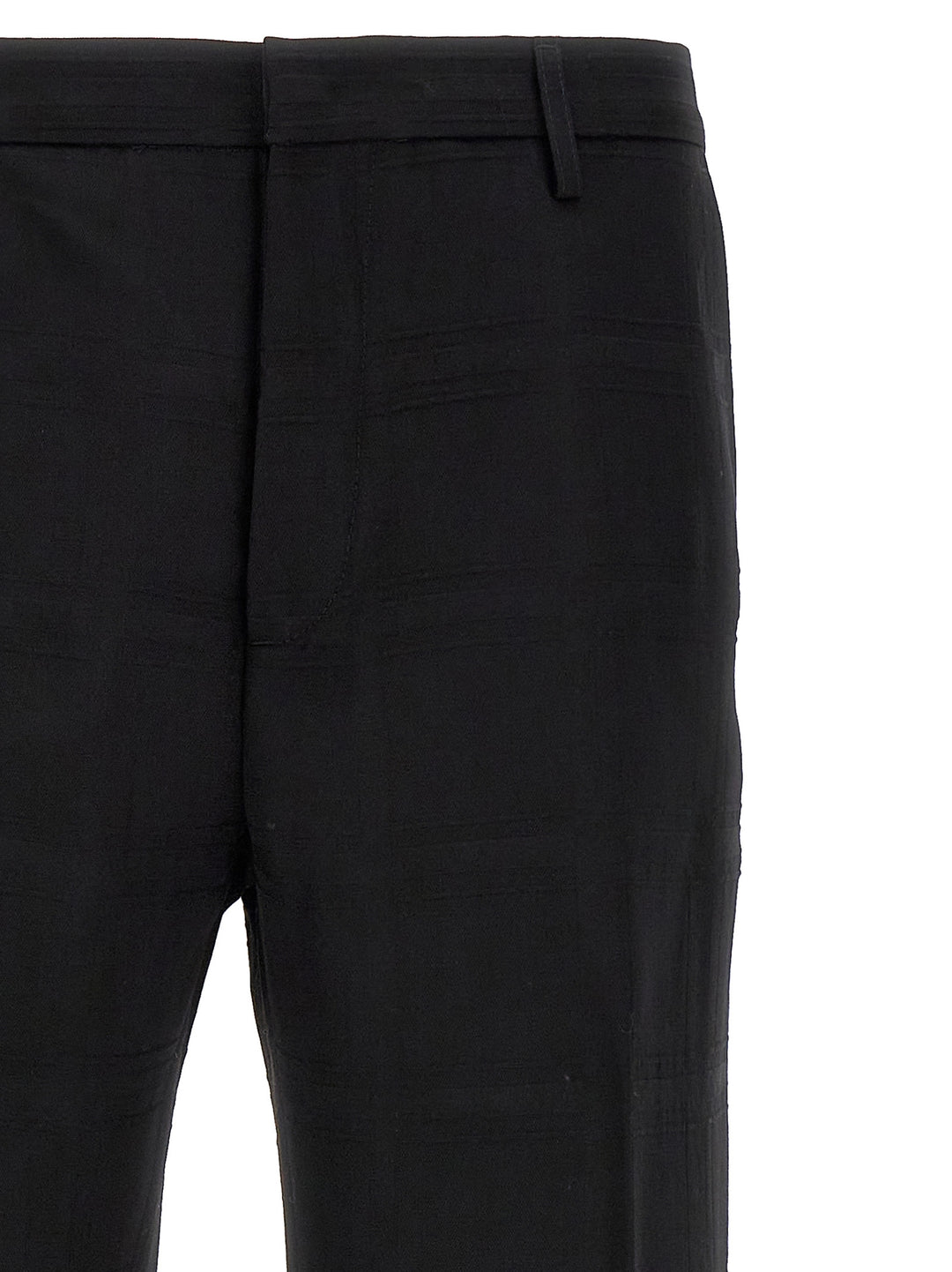 Check Wool Trousers Pants Black