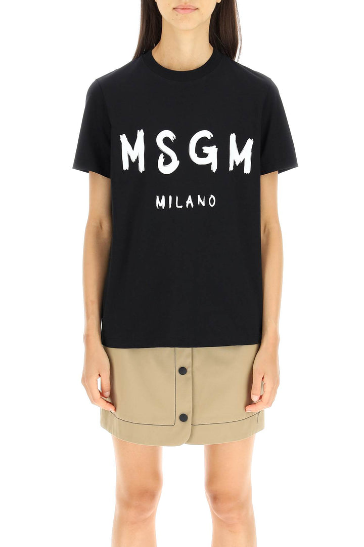 T Shirt With Brushed Logo - MSGM - Women