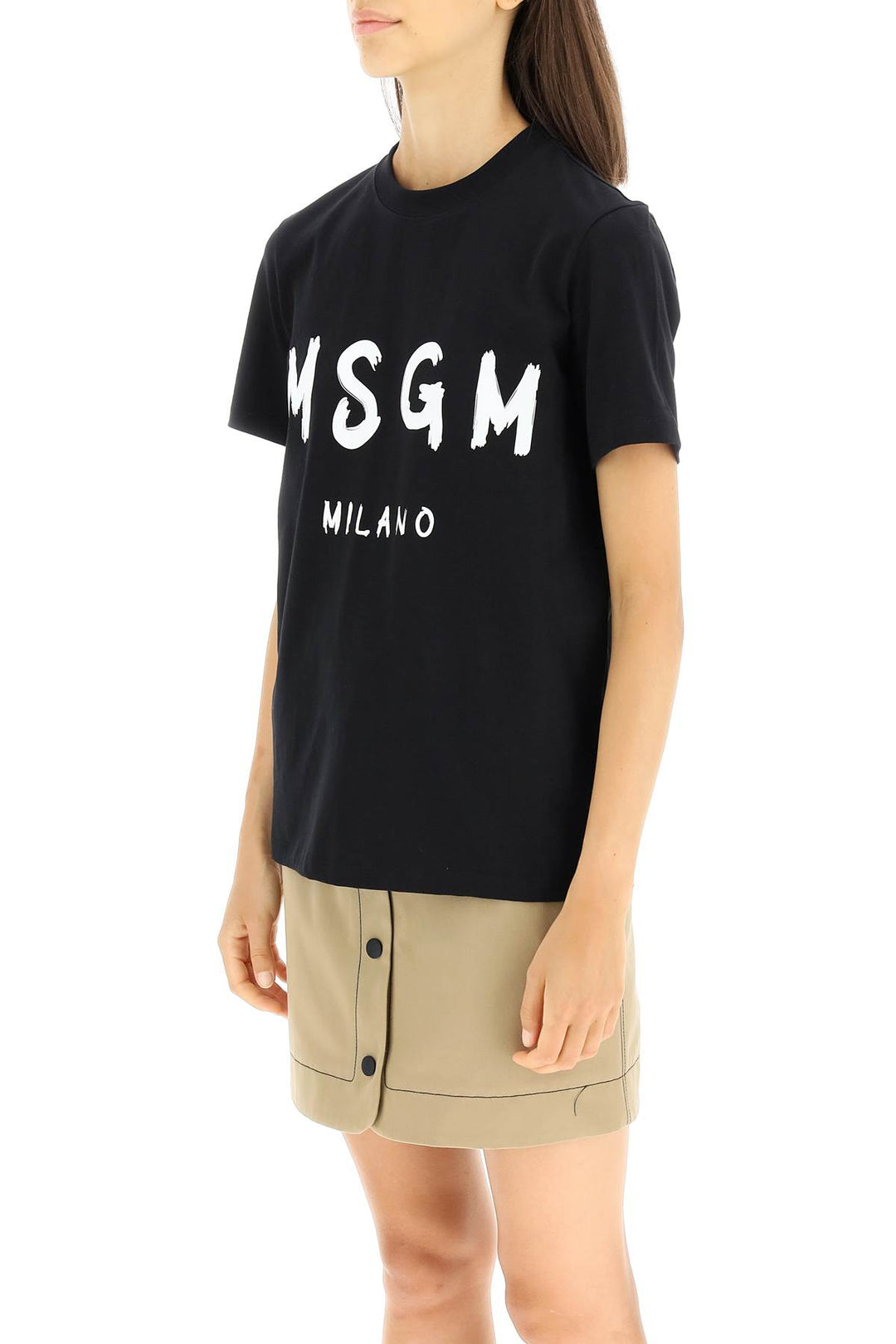 T Shirt With Brushed Logo - MSGM - Women