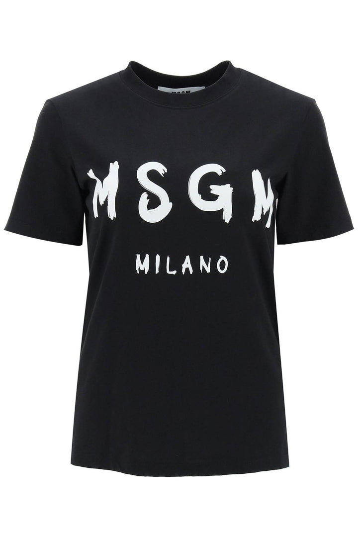 T Shirt With Brushed Logo - MSGM - Women