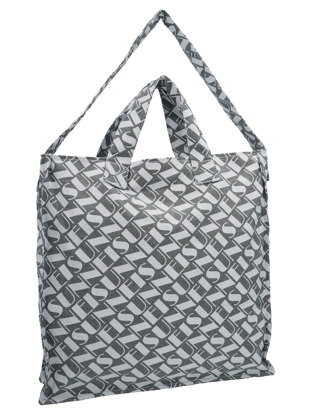 Logo print denim shopping bag