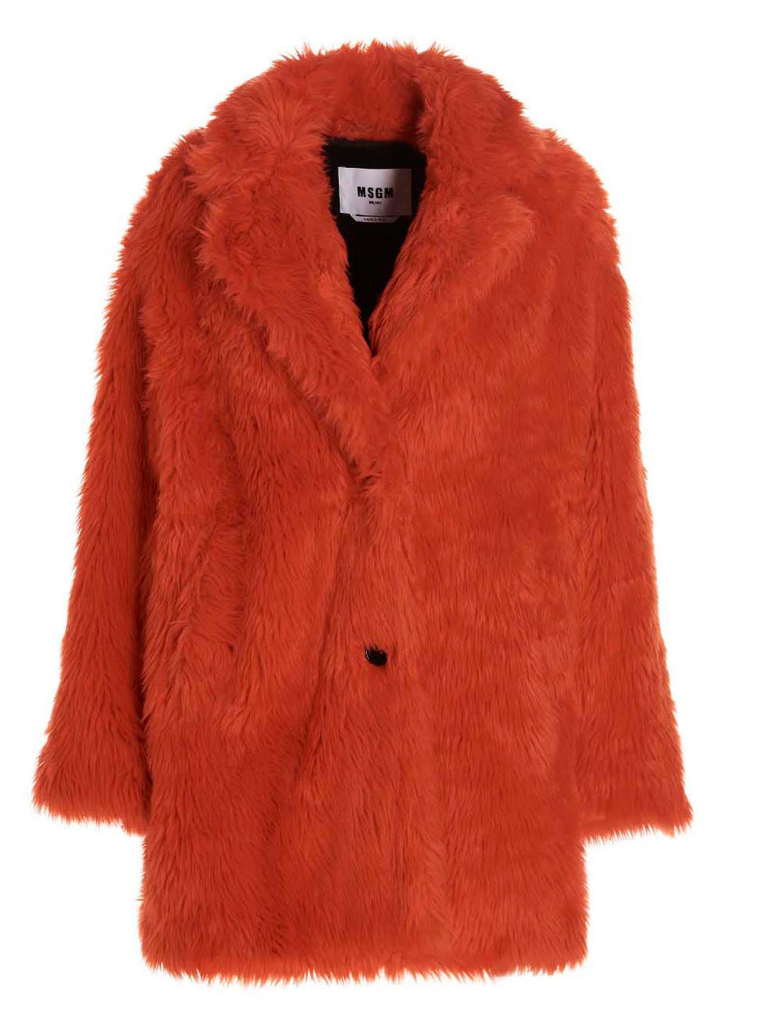 Single breast fake fur coat