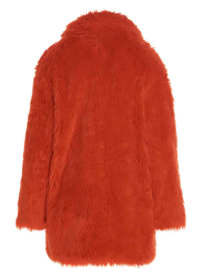 Single breast fake fur coat