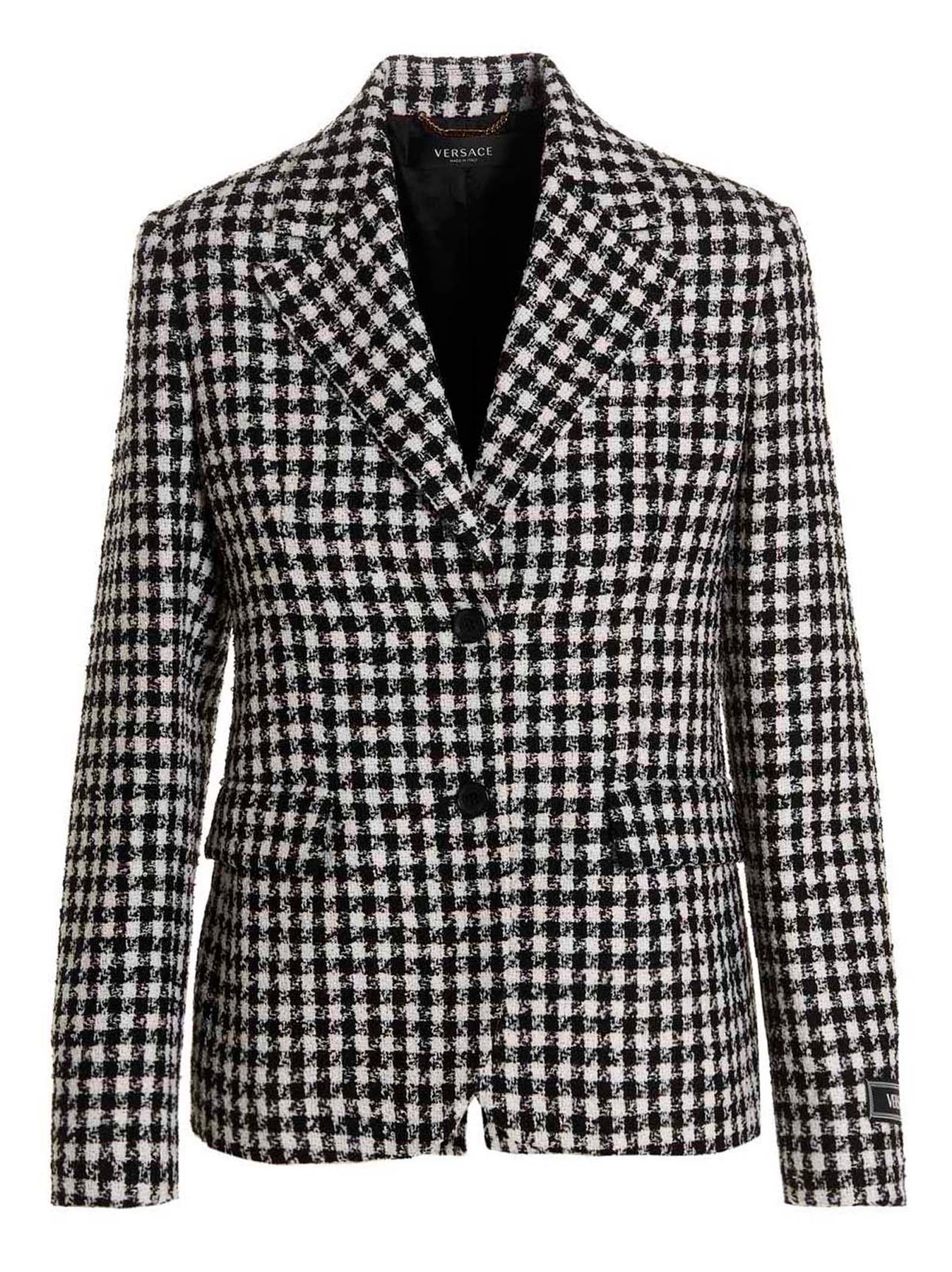 Shop Versace Tweed Wool Blazer Jacket