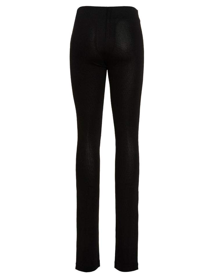 Mesh-Effect Fabric Leggings Black