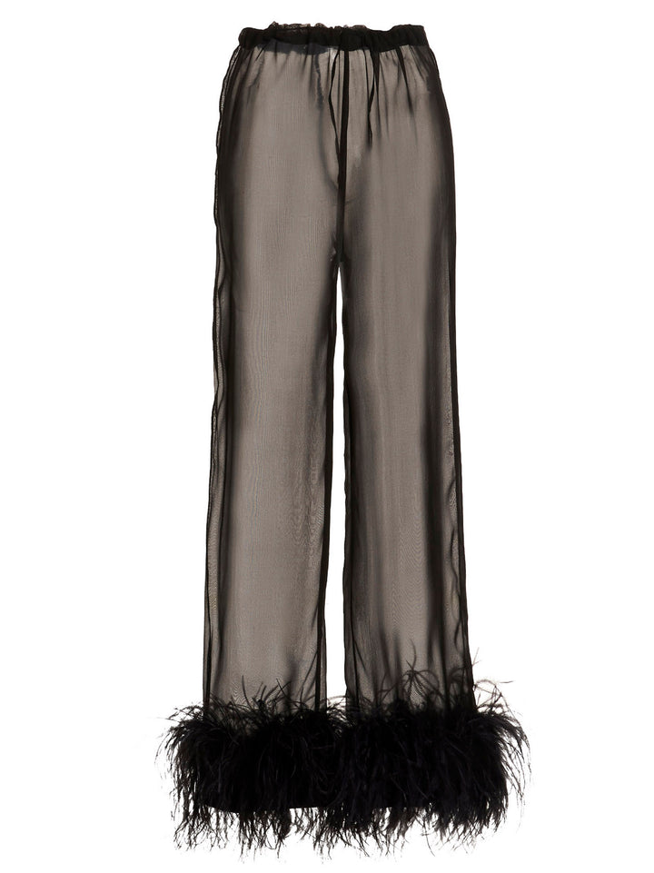 Feather silk pants