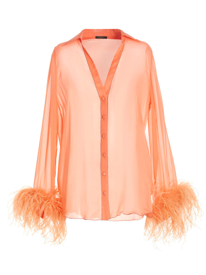 Feather silk blouse