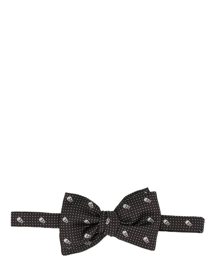 Skull Polka Ties, Papillon White/Black