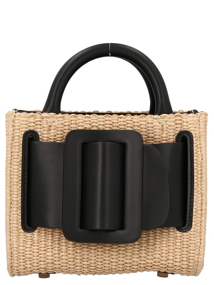 Bobby 18 Tabru Raffia Hand Bags White/Black