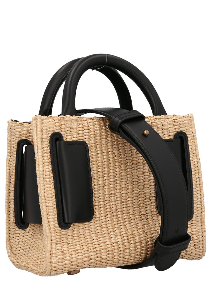 Bobby 18 Tabru Raffia Hand Bags White/Black