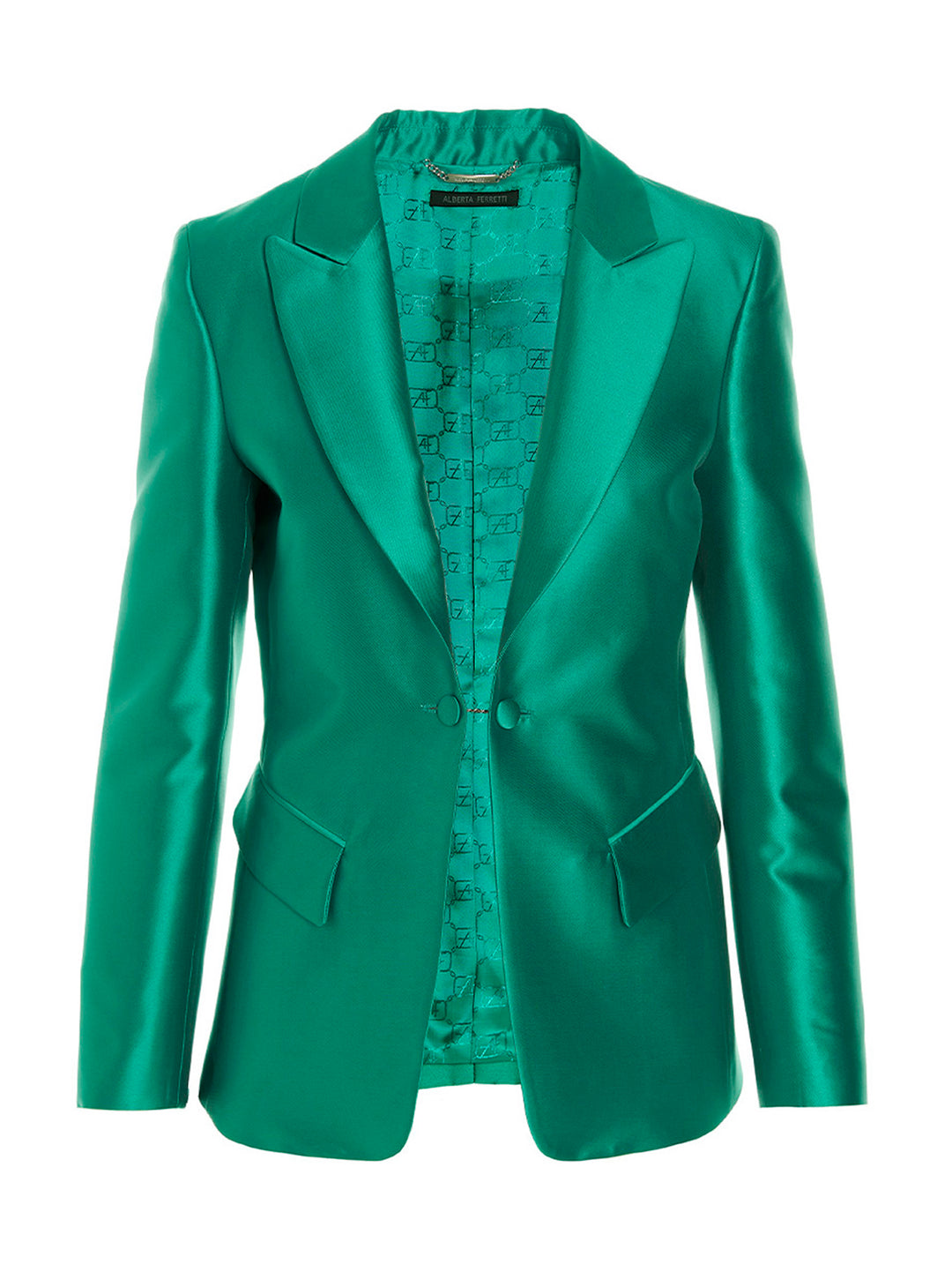 Single Breast Satin Blazer Jacket Jackets Green