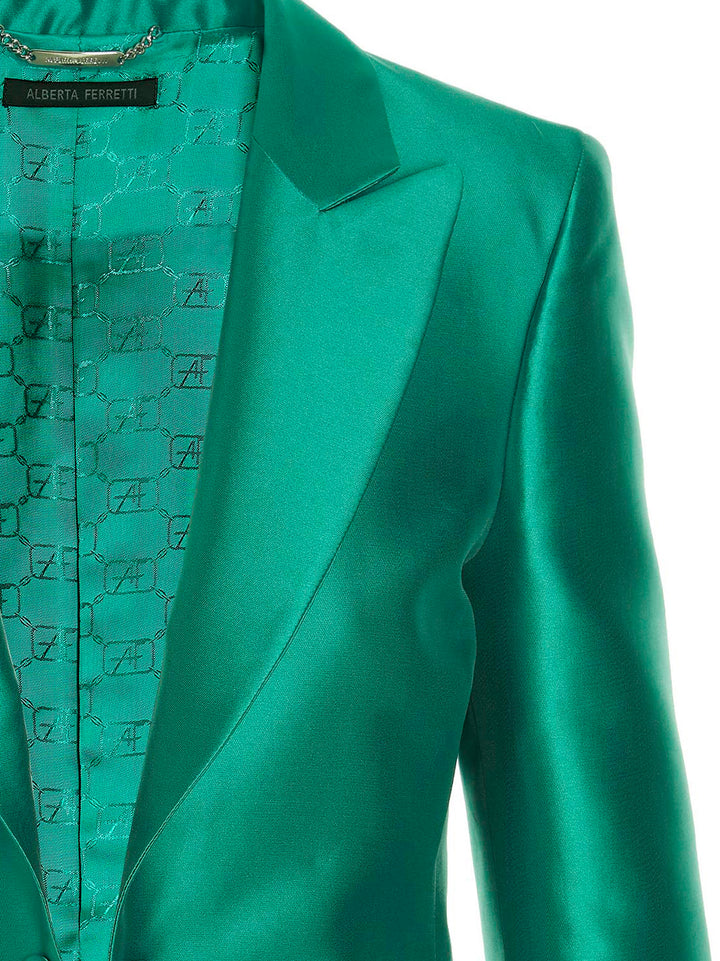 Single Breast Satin Blazer Jacket Jackets Green